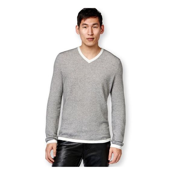 I.N.C Mens Zirconia Tonal Stripe Pullover Sweater, Grey, NWT - Picture 1 of 1